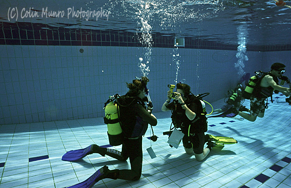 Students-pool-600pixED1 Underwater photography course pool session, Colin Munro Photography