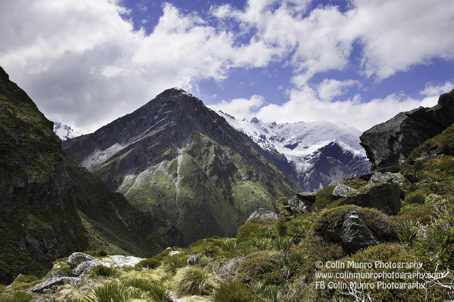 The views above Rees Saddle are well worth the hike to get there.. Rees Dart Track, Mount Aspiring National Park, Southern Alps, new Zealand. Copyright Colin Munro Photography