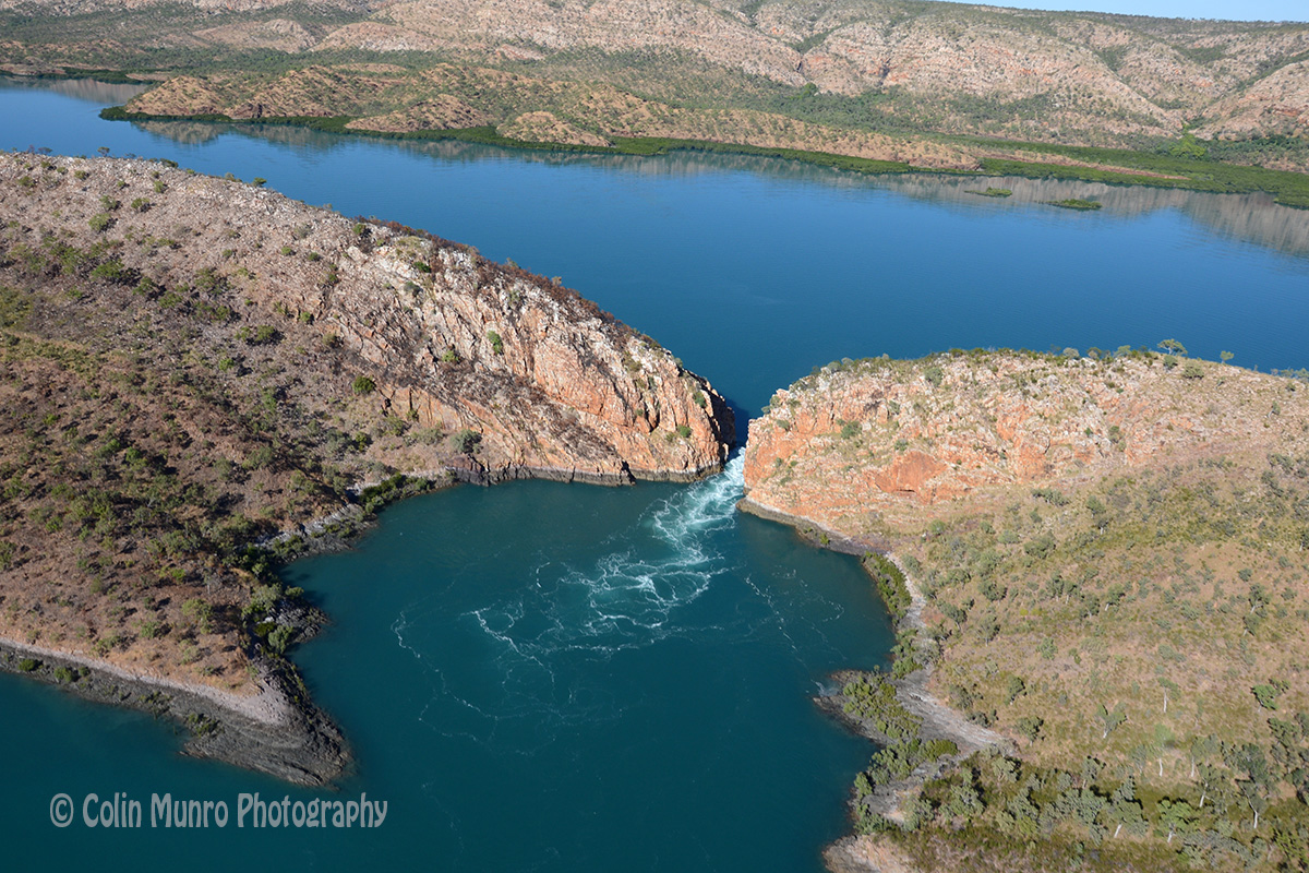 The Horizontal Falls, seen from the air.