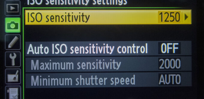 ISO settings in menu of a DSLR